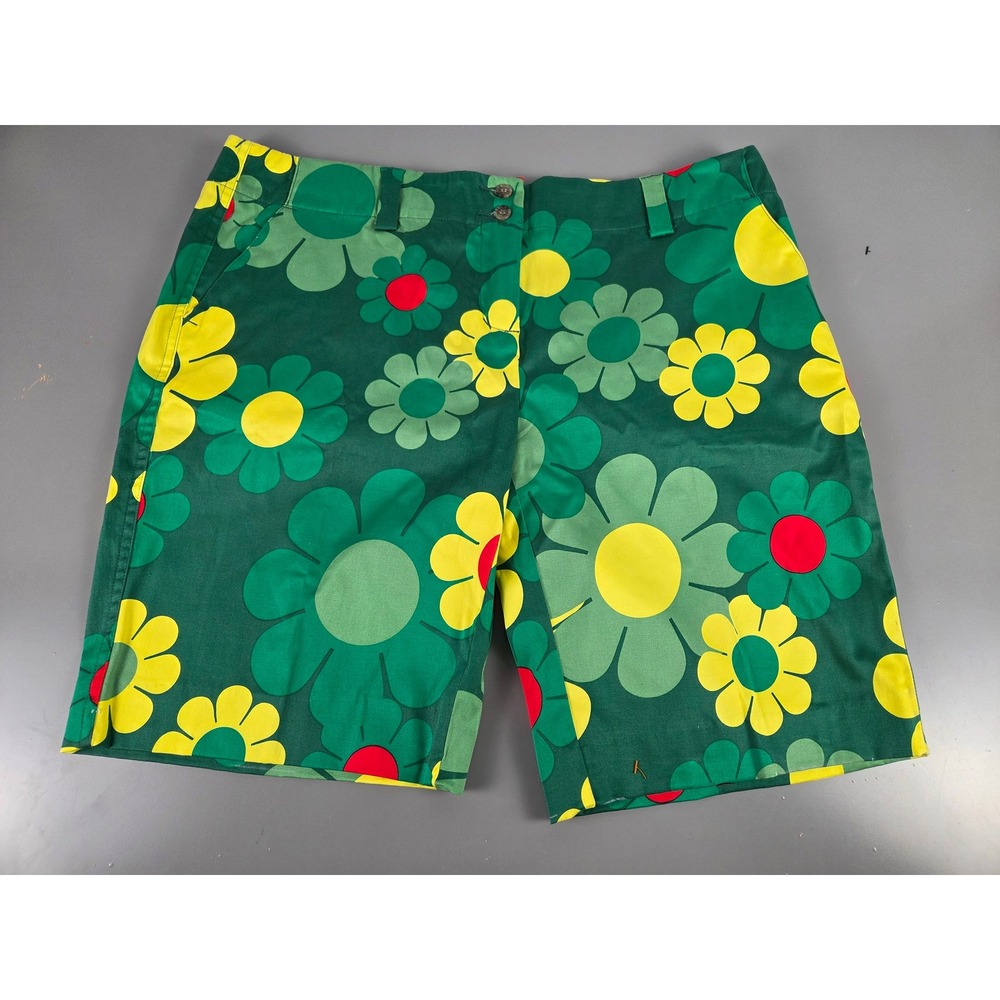 Loudmouth Golf Augusta Magic Bermuda Shorts Women's Size 16 Retro Floral Green